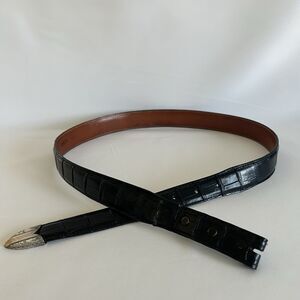 Lucchese Classics Black Genuine Alligator Leather Men's Belt Made in USA 36